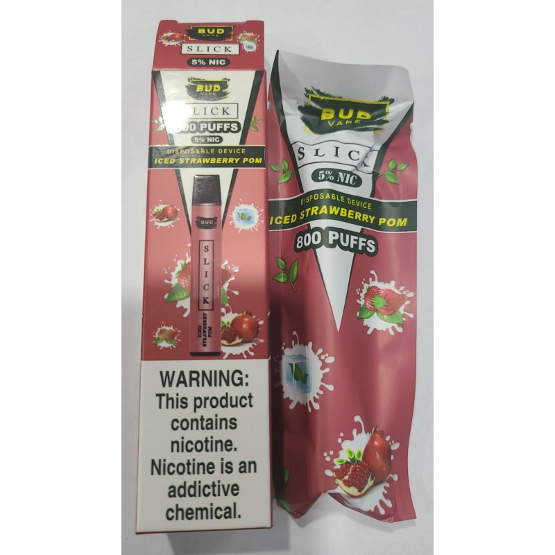 Bud Vape Slick  - 800 puffs - Iced Strawberry Pomegranate [CLEARANCE]