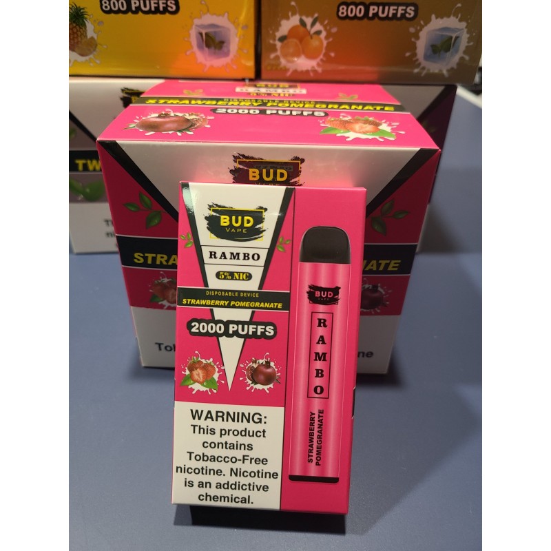 Bud Vape RAMBO Strawberry Pomegranate 2000 puffs [CLEARANCE]