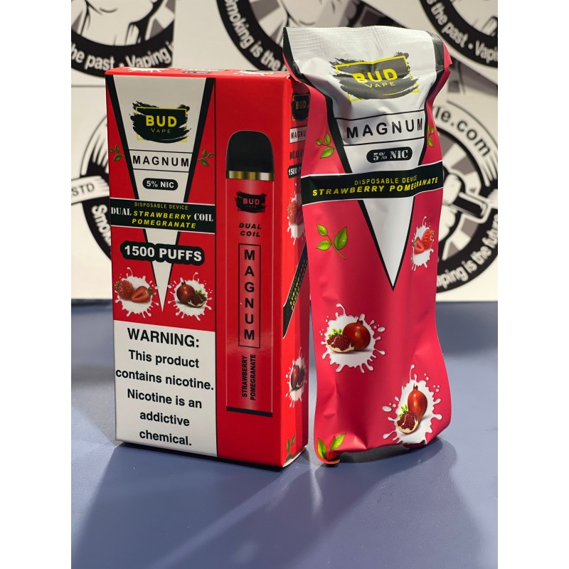 Bud Vape Magnum [Dual Coil] - 1500 Puffs - Strawberry Pomegranate [CLEARANCE]