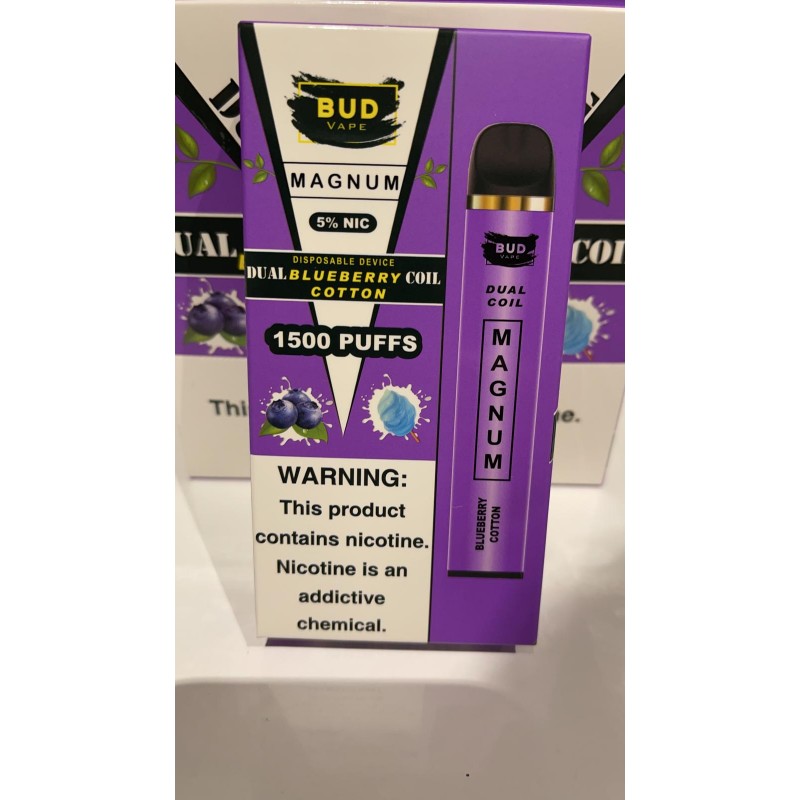 Bud Vape Magnum [Dual Coil] - 1500 Puffs - Blueberry Cotton [CLEARANCE]